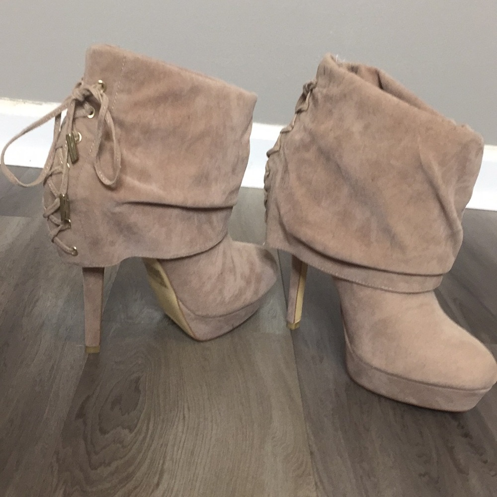 Lace up back ankle boots